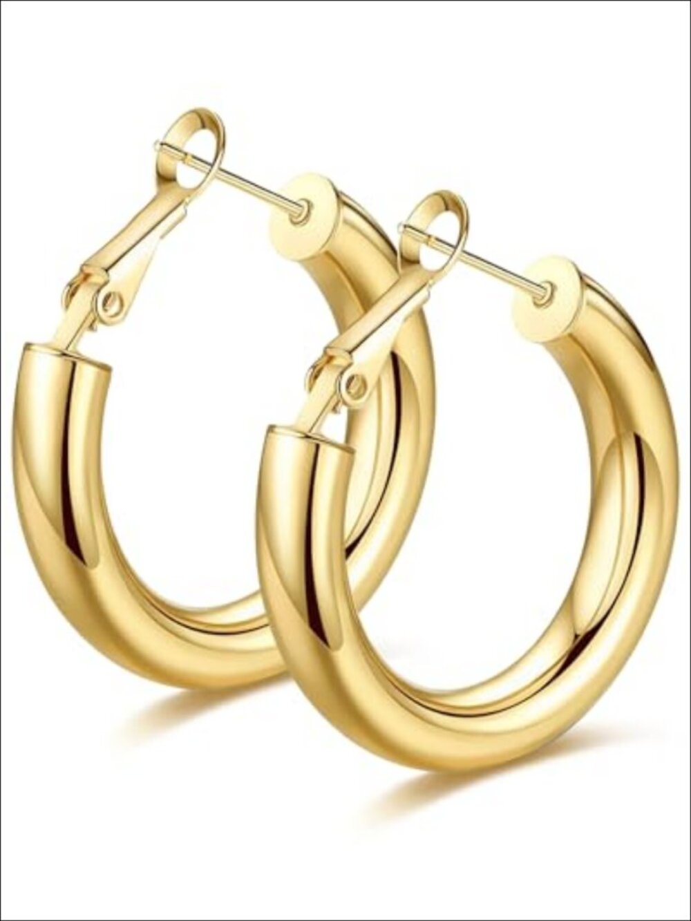 Chunky 14K Gold Plated Hoop Earrings Lightweight Gift for Her